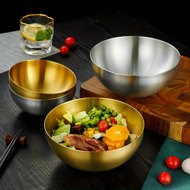 

1pc Stainless Steel Bowl - , For Salad, , Grains, 201 Stainless Steel , For And Supplies, For And Restaurant Use