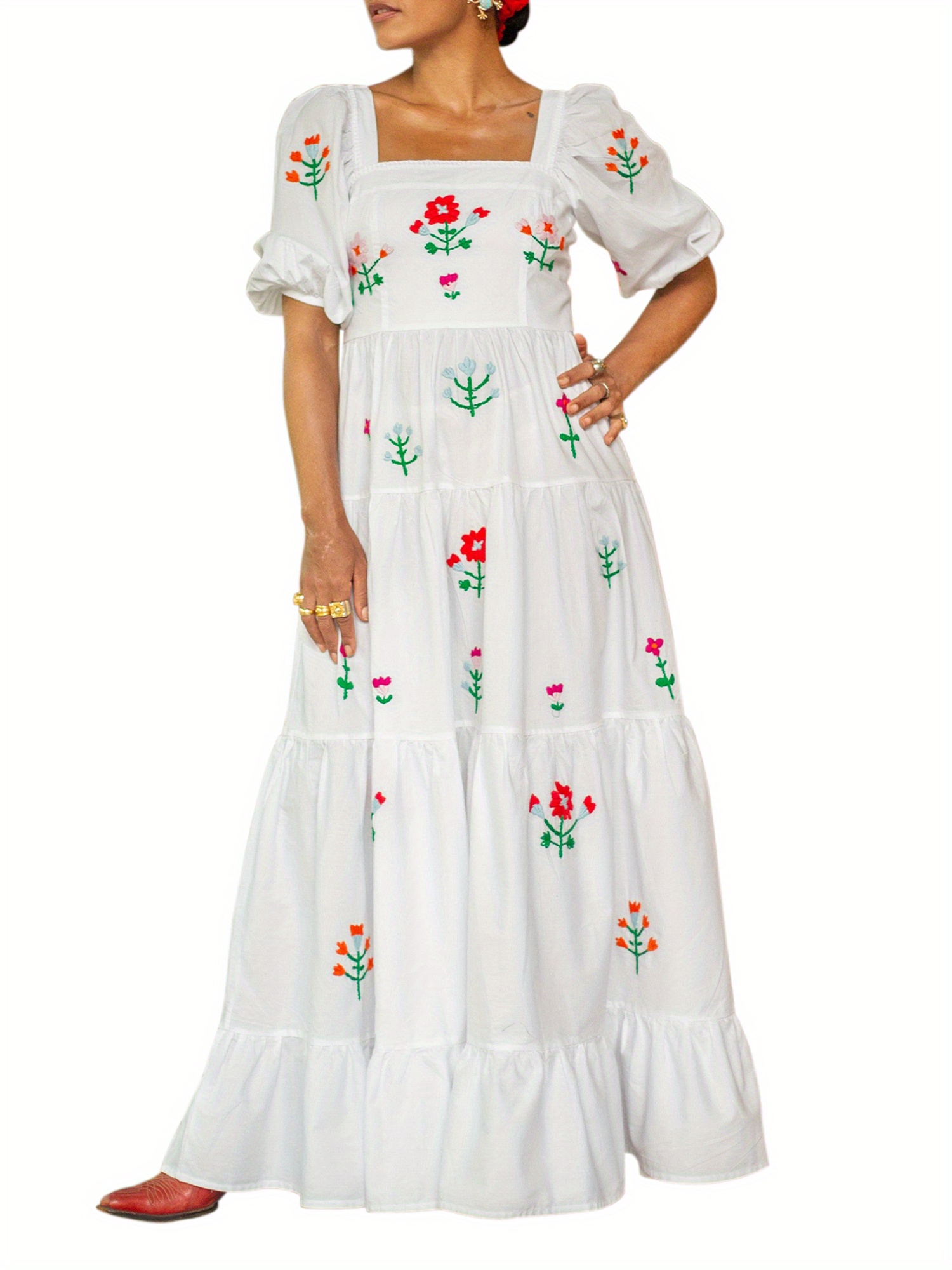 white applique dress Floria 3D Floral Appliqu Dress