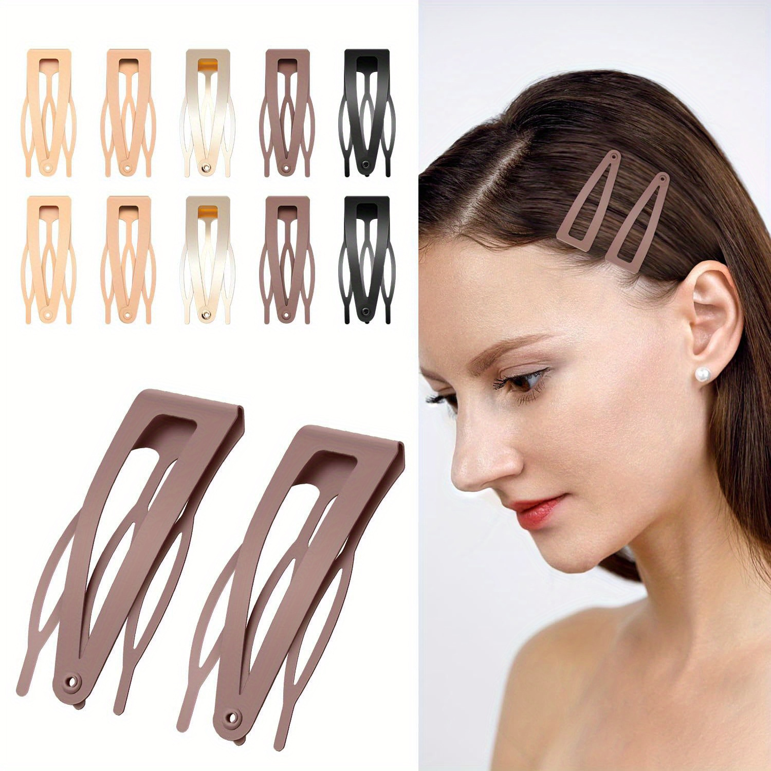 Elegant Brown and Tan Hair Clips Minimalist Hair Cuff Hair Slide Golden Bun Holder Brass Hair  main image 4