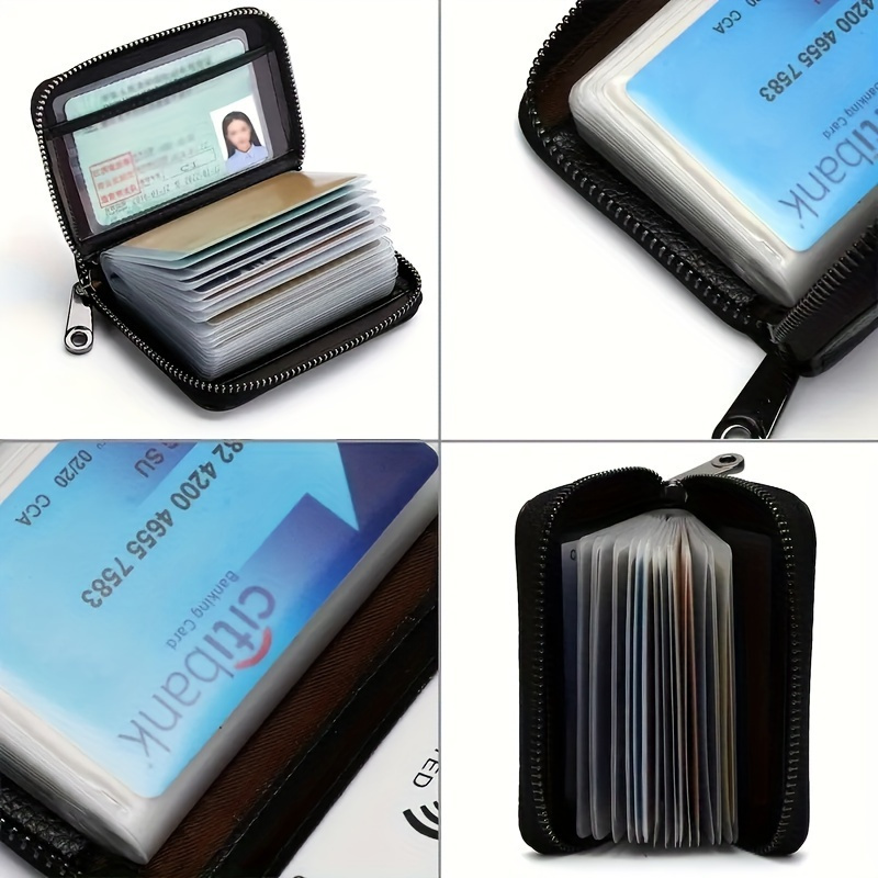 Faux Leather Card Holder | Unisex RFID-Blocking Wallet | Multi-Slot, Ultra-Slim Design with Zipper Closure | Secure & Stylish Black Minimalist Credit Card Organizer for Men and Women, Card Storage | Minimalist Design | Durable Stitching, Card Holder Wallet