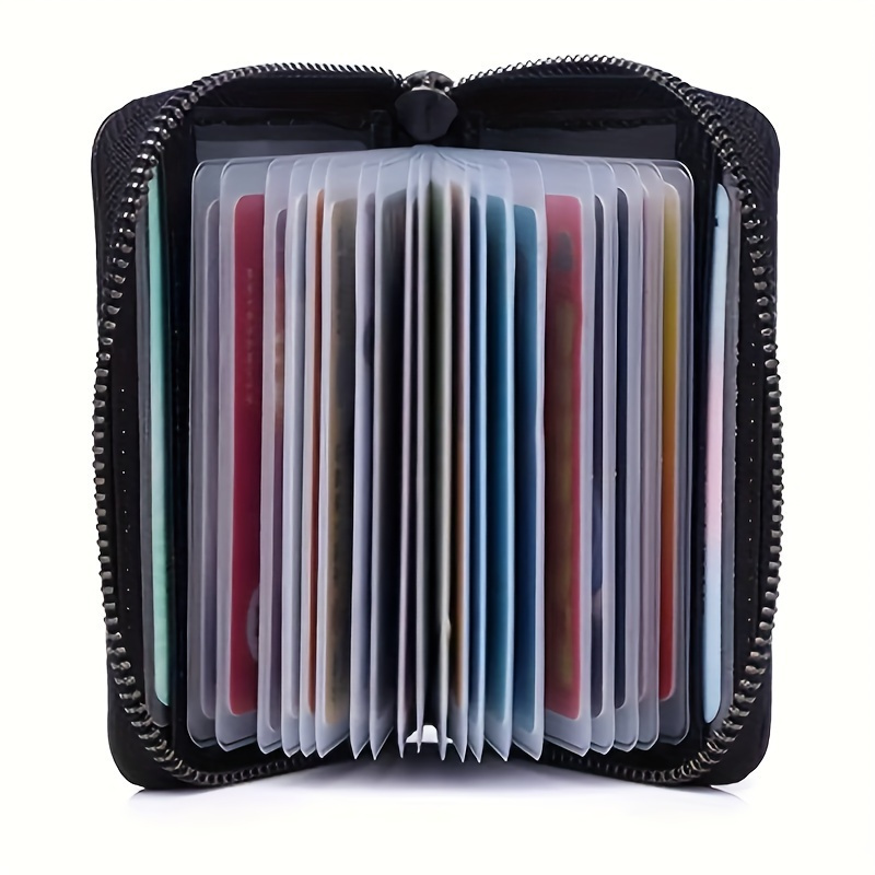 Faux Leather Card Holder | Unisex RFID-Blocking Wallet | Multi-Slot, Ultra-Slim Design with Zipper Closure | Secure & Stylish Black Minimalist Credit Card Organizer for Men and Women, Card Storage | Minimalist Design | Durable Stitching, Card Holder Wallet