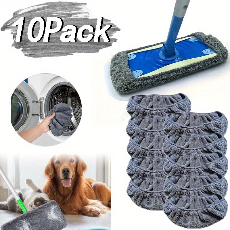 TEMU 10 Pack Reusable Mop Pads Compatible With, Microfiber Mop Refill Pads Replacement Pads, Machine Washable Perfectly For All Floor Cleaning,