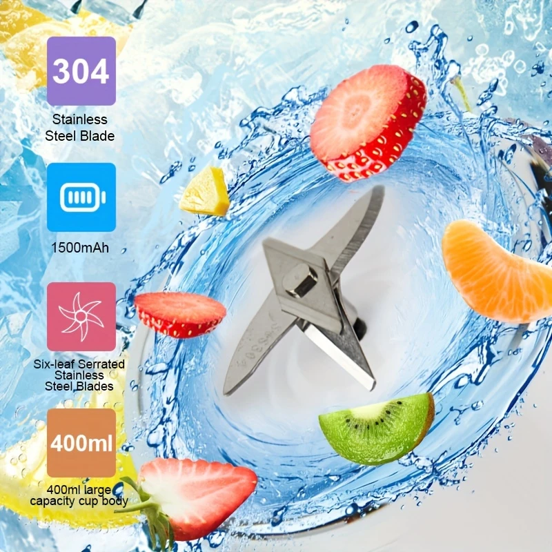 portable electric juicer blender cup with usb rechargeable multifunctional fruit vegetable mixer for camping durable plastic rose golden navy blue smoothie blender portable travel food prep modern kitchen tool wireless charging juicing stylish mixer easy to enthusiasts details 1