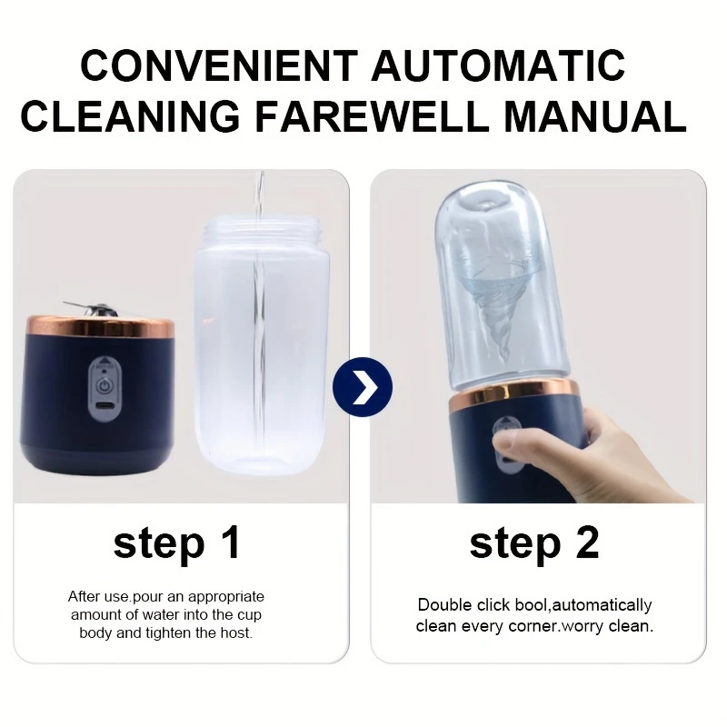 portable electric juicer blender cup with usb rechargeable multifunctional fruit vegetable mixer for camping durable plastic rose golden navy blue smoothie blender portable travel food prep modern kitchen tool wireless charging juicing stylish mixer easy to enthusiasts details 7
