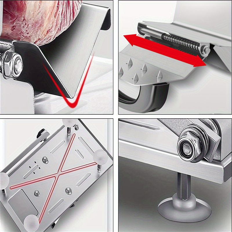 versatile manual slicer for meat fruits vegetables adjustable thickness metal kitchen gadget details 1