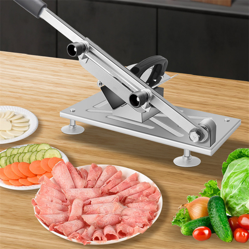 versatile manual slicer for meat fruits vegetables adjustable thickness metal kitchen gadget details 4