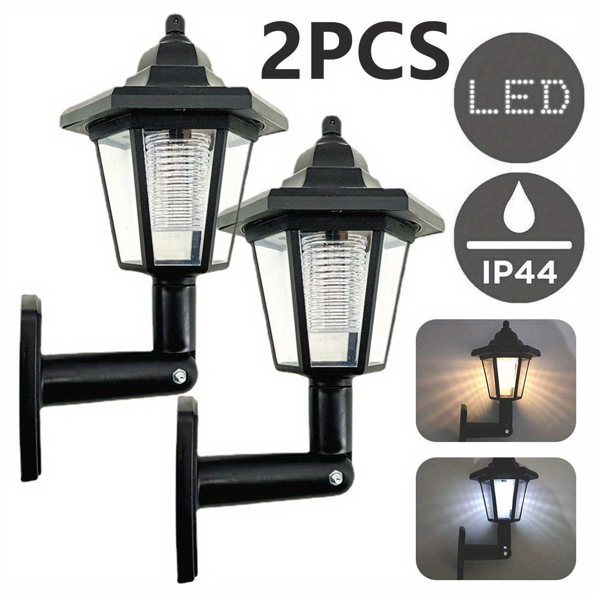 

2pcs Hexagonal Solar Lights Led Solar Sconce Led Wall Lamp Retro Lantern Decor Waterproof Solar