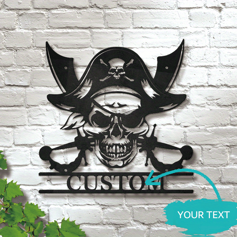 

Custom Pirate Metal Wall Art Sign - Personalized Name, No Feather, Wall Mount, Electricity-free, Durable Home Decor