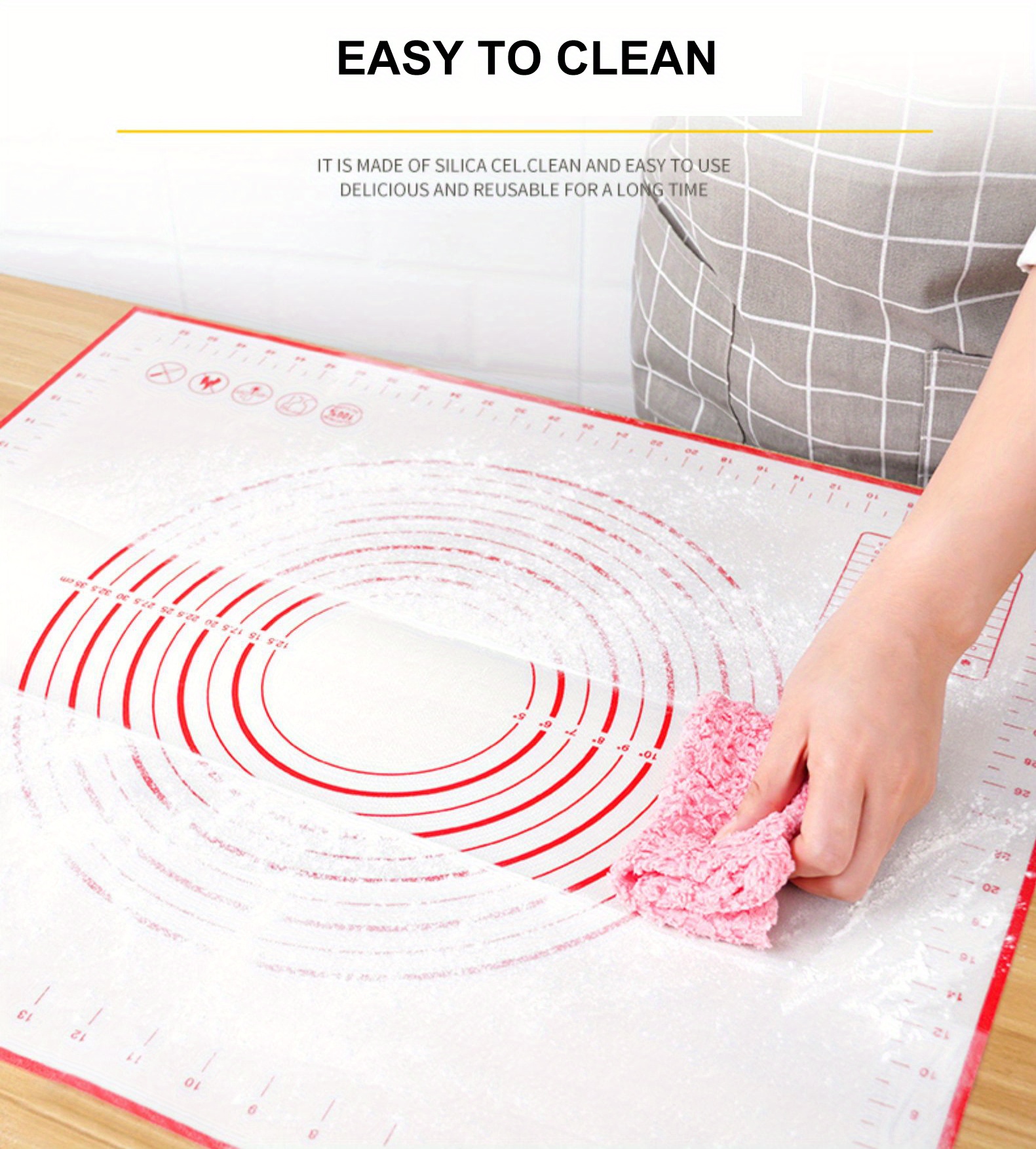 extra large silicone pastry mat 23 7 x15 7 non stick   baking dough rolling mat for pizza cakes and   essential kitchen gadget details 4