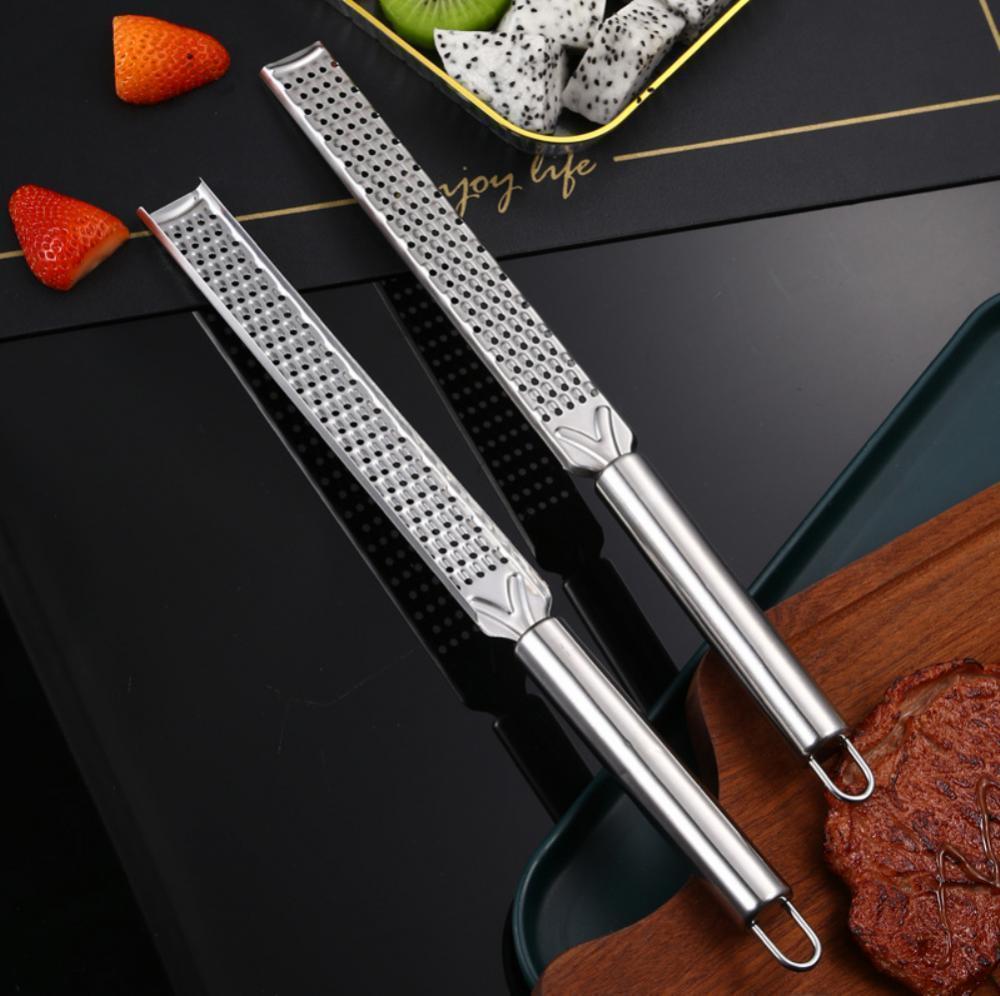 1pc premium stainless steel dual sided grater with long handle multi use kitchen gadget for citrus cheese chocolate portable design for   details 2