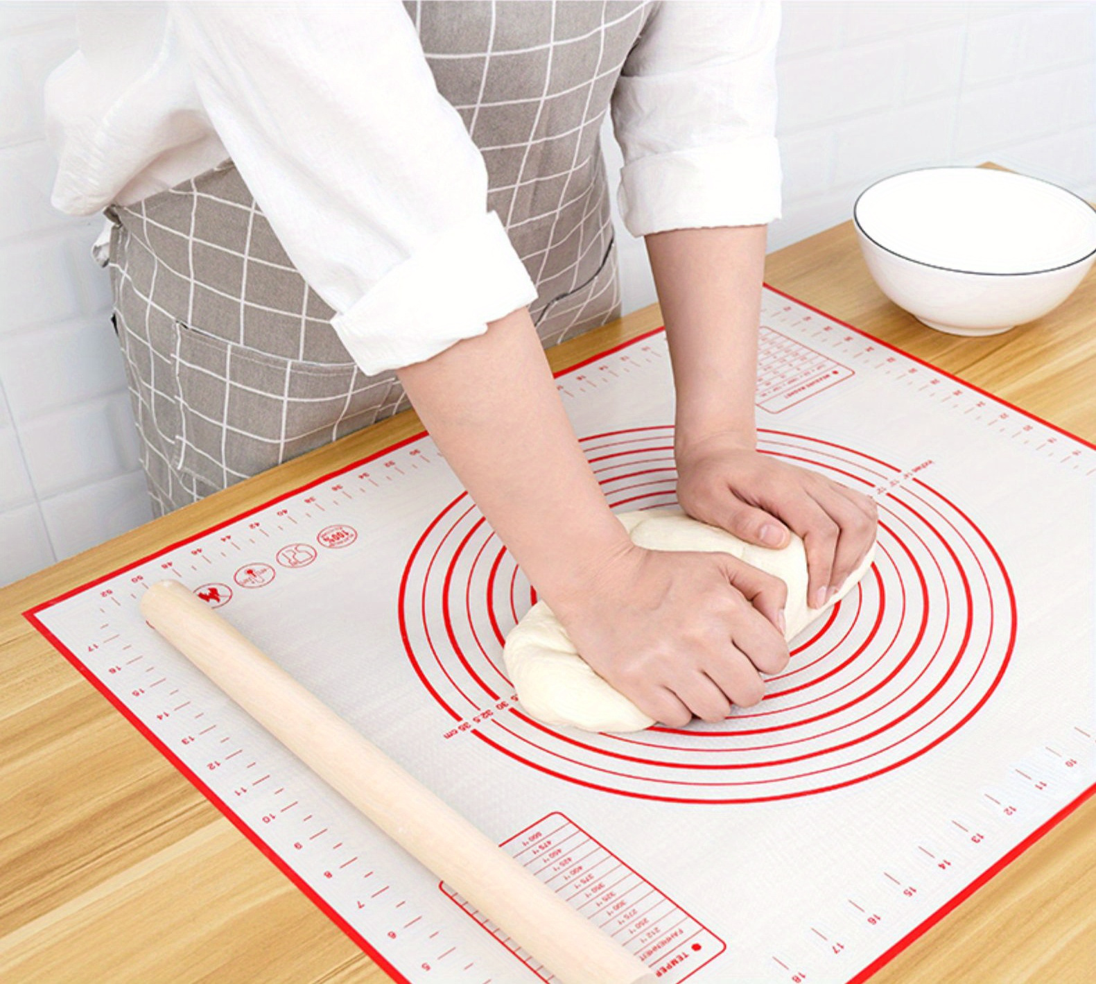 extra large silicone pastry mat 23 7 x15 7 non stick   baking dough rolling mat for pizza cakes and   essential kitchen gadget details 6