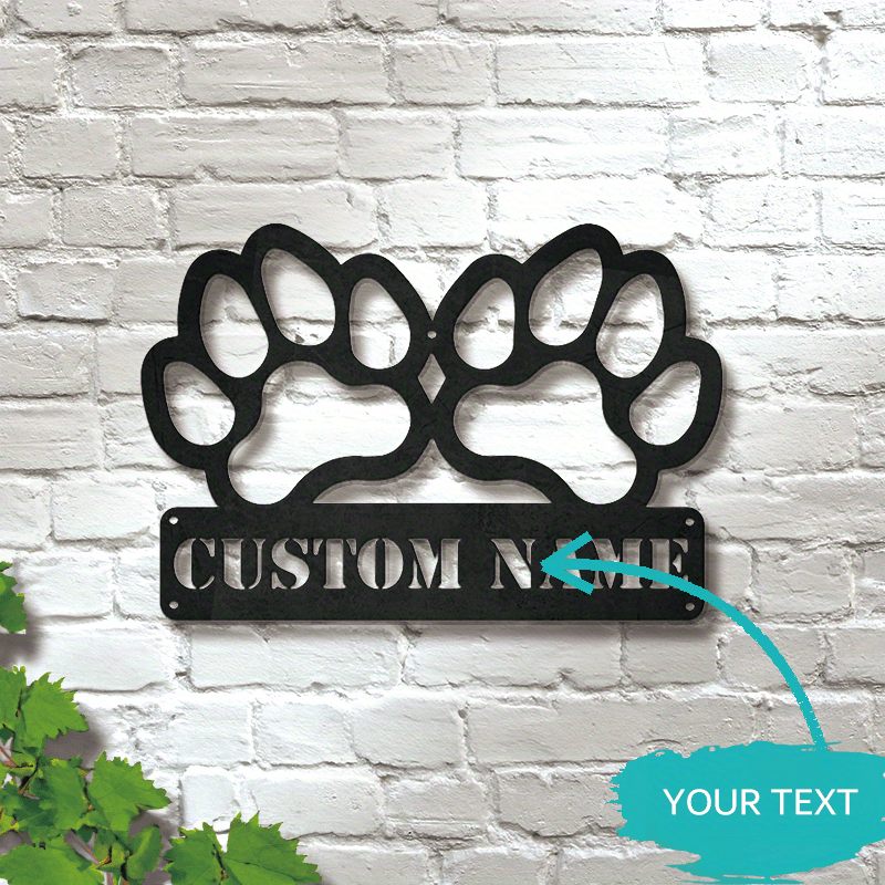 

Personalized Metal Paw Print Wall Art Plaque - Custom Name Sign For Home Decor, No Electricity Needed, Durable Metal Material, 1pc