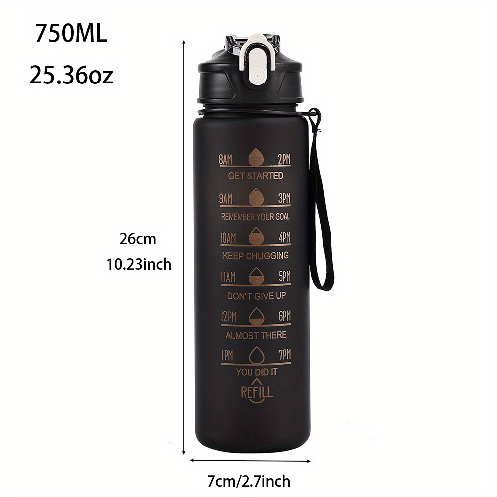 TEMU 25oz Plastic Water Bottle With Straw And Time Marker - Bpa Free - Motivational Water Jug With Silicone Straw Tip - Leakproof And Durable - Large