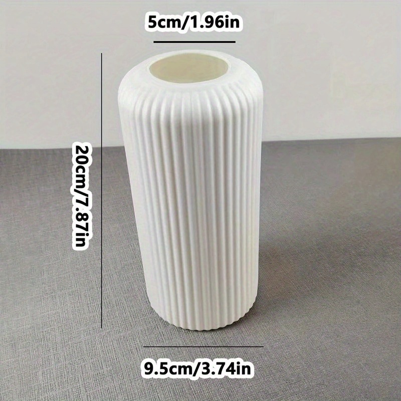 TEMU Chic Striped Ceramic-look Plastic Vase For Flowers - Durable, Easy-to-  Decorative Floral Display Piece