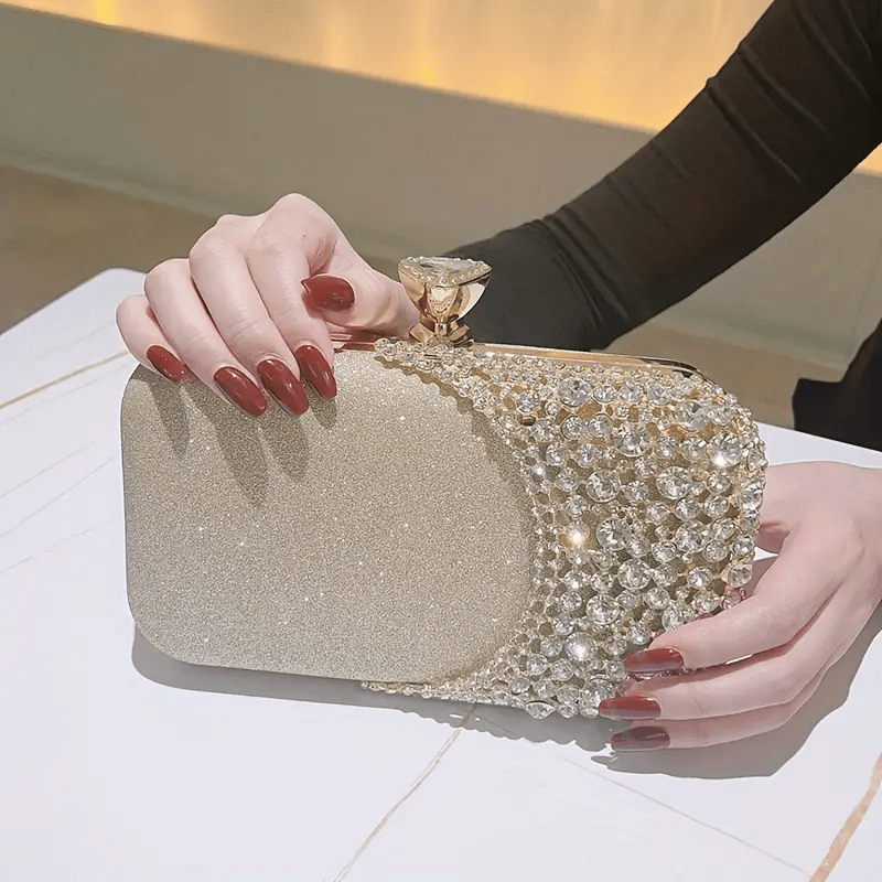 

Women's Evening Clutch Bag With Satin , Adjustable Strap, Formal Occasion Purse For Wedding, Party, Music Festival, Elegant Evening Bag