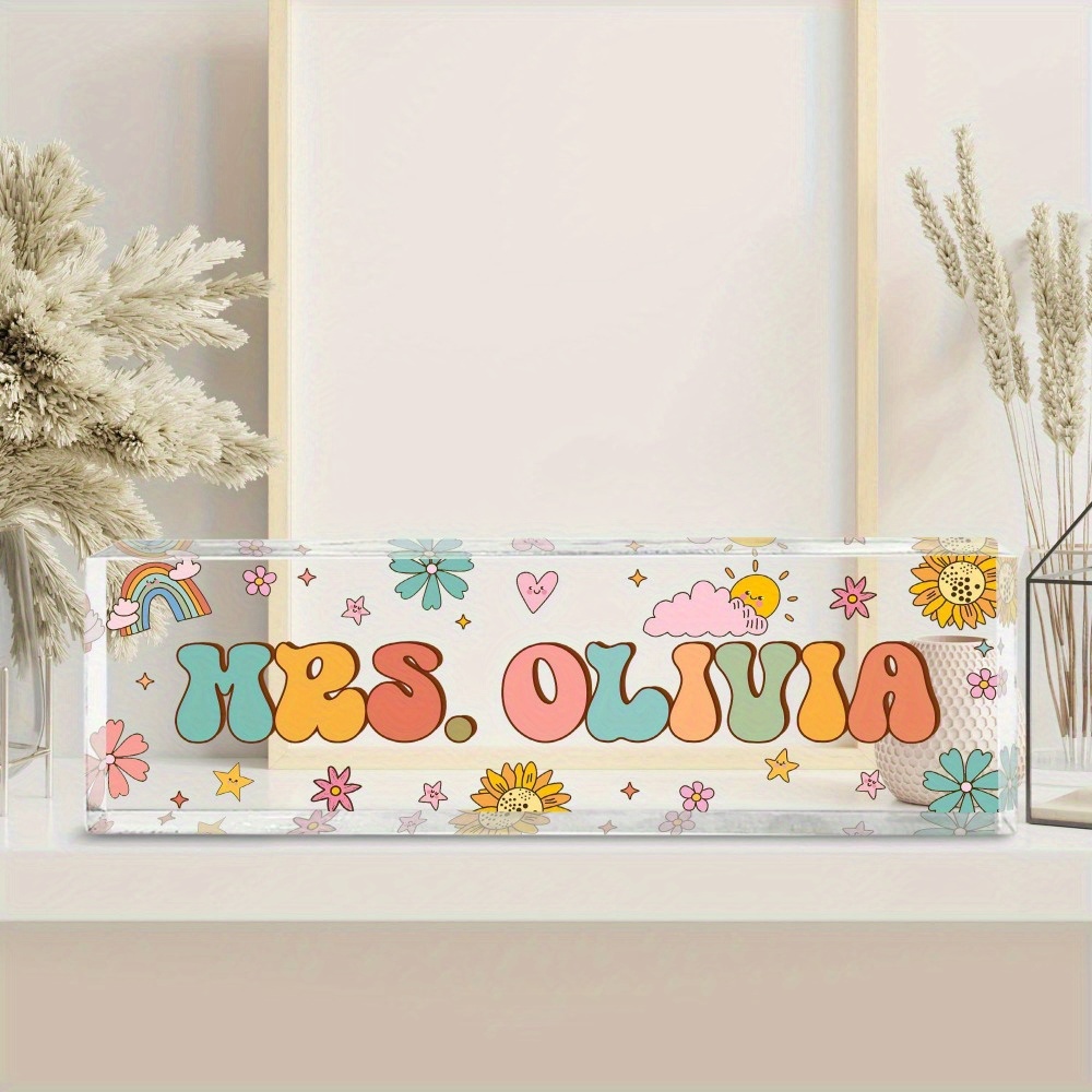 

Personalized Acrylic Teacher Desk Name Plate, Uncharged, Custom Educator Desk Sign With Free Customization, Ideal Teacher Appreciation Gift