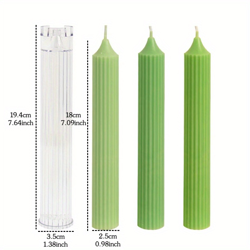 Image of Gear Peaked Cylindrical Rod Candle Mold Diy Pinstripe Cylindrical Candle Making Supplies Acrylic Pc Plastic Mold Kit Home Decoration Candle