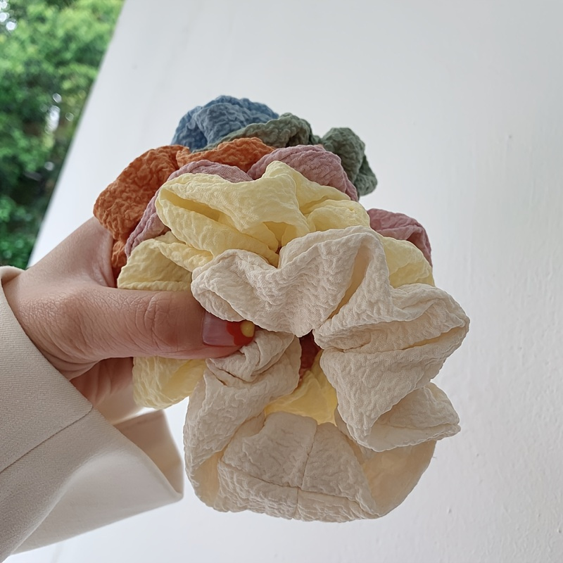 Set of 7 Textured Hair Scrunchies set 7 delicate hair scrunchies soft pastel ponytail - Temu  main image 4