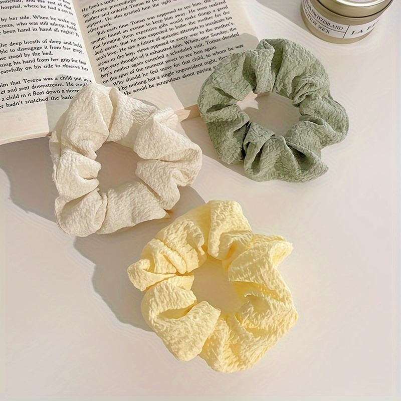 Set of 7 Textured Hair Scrunchies set 7 delicate hair scrunchies soft pastel ponytail - Temu  main image 3