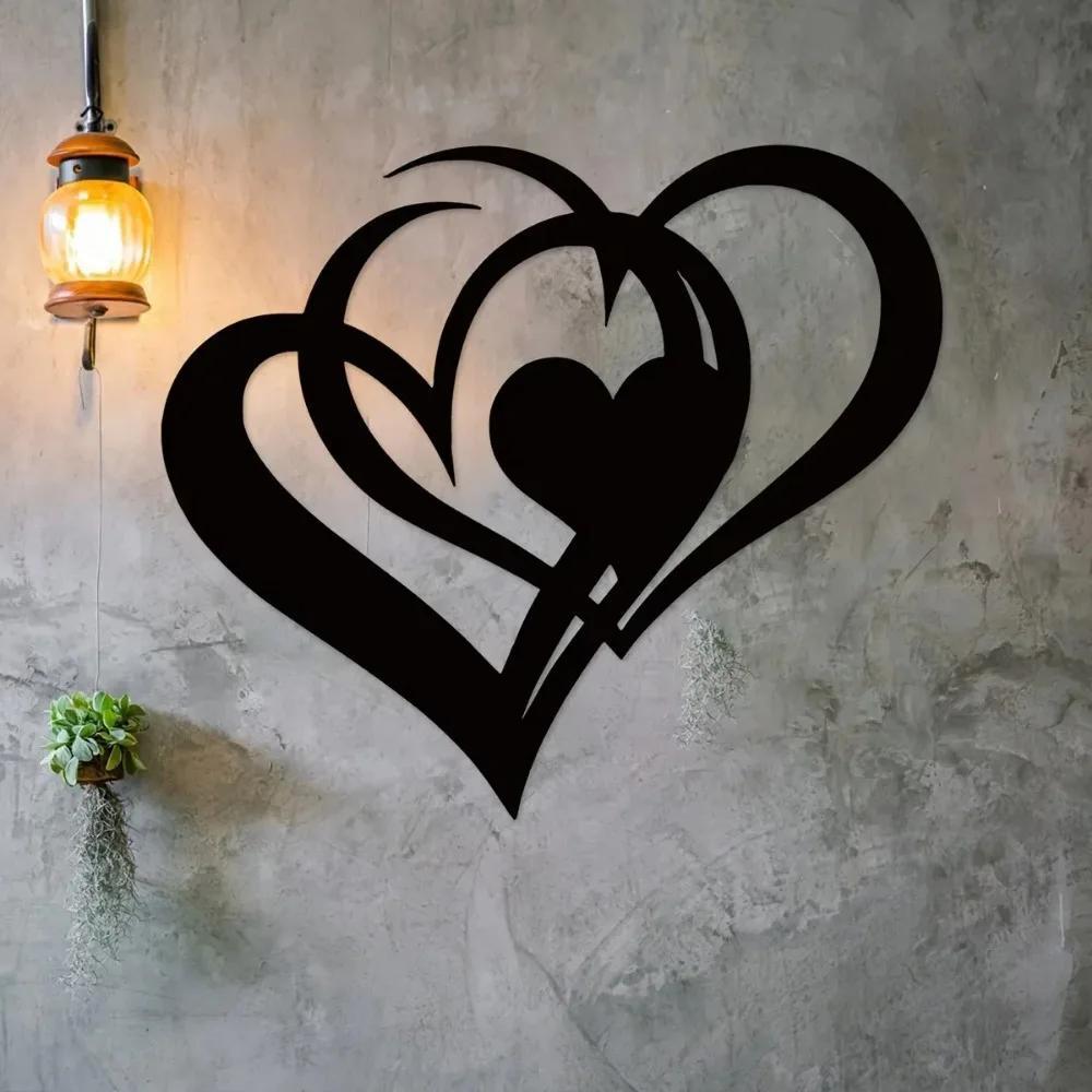 

Helloyoung Contemporary Metal Wall Sculpture - 1pc Romantic Interlocking Hearts Artwork, Durable Easy-hang Home Decor, Ideal Gift