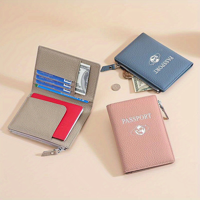 

Genuine Leather Passport Holder With Pattern, Multifunctional Rfid, Made Of Top Layer Cowhide, For Storing Boarding Passes, Protecting Passports, Wallets, And Documents.