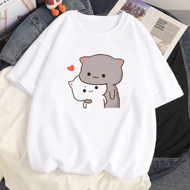 

Cute Couple Korean Clothes Oversized White T-shirt Apparel Clothes For Men/ Women