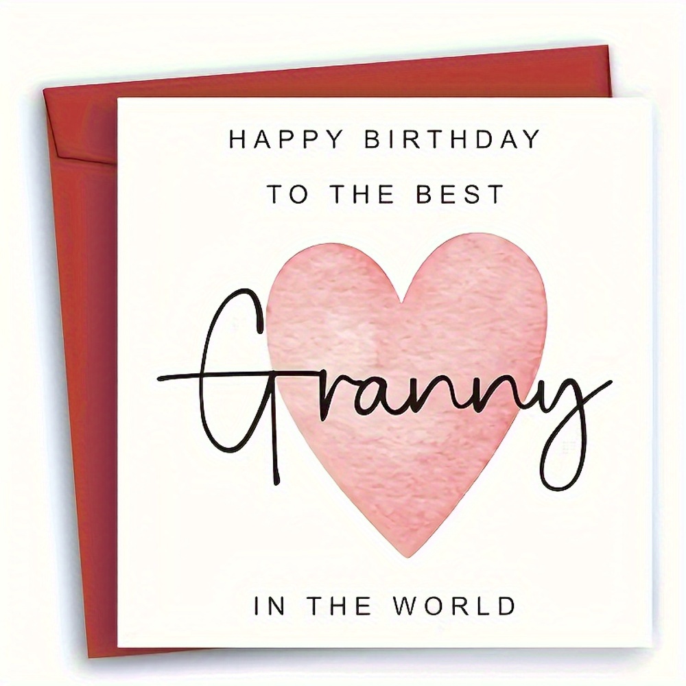 

Happy Birthday Granny Greeting Card With Envelope - Best Granny In The World Birthday Celebration Card, 5.7 Inches Square - High-quality Paper Material, Perfect For Grandmothers From Grandchildren