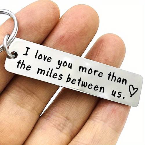 1 stuks sleutelhanger voor langafstandsrelatie voor mannen, cadeau voor in, ik hou meer van jou dan de miles tussen ons sleutelhanger, valentijnsdag cadeau
