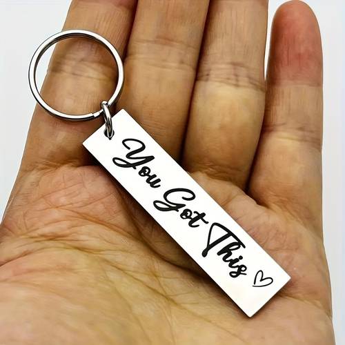inspirational metal keychain with positive message birthday graduation wedding tailgating christmas halloween thanksgiving and universal occasions oblong shape with split ring closure motivational gift for men