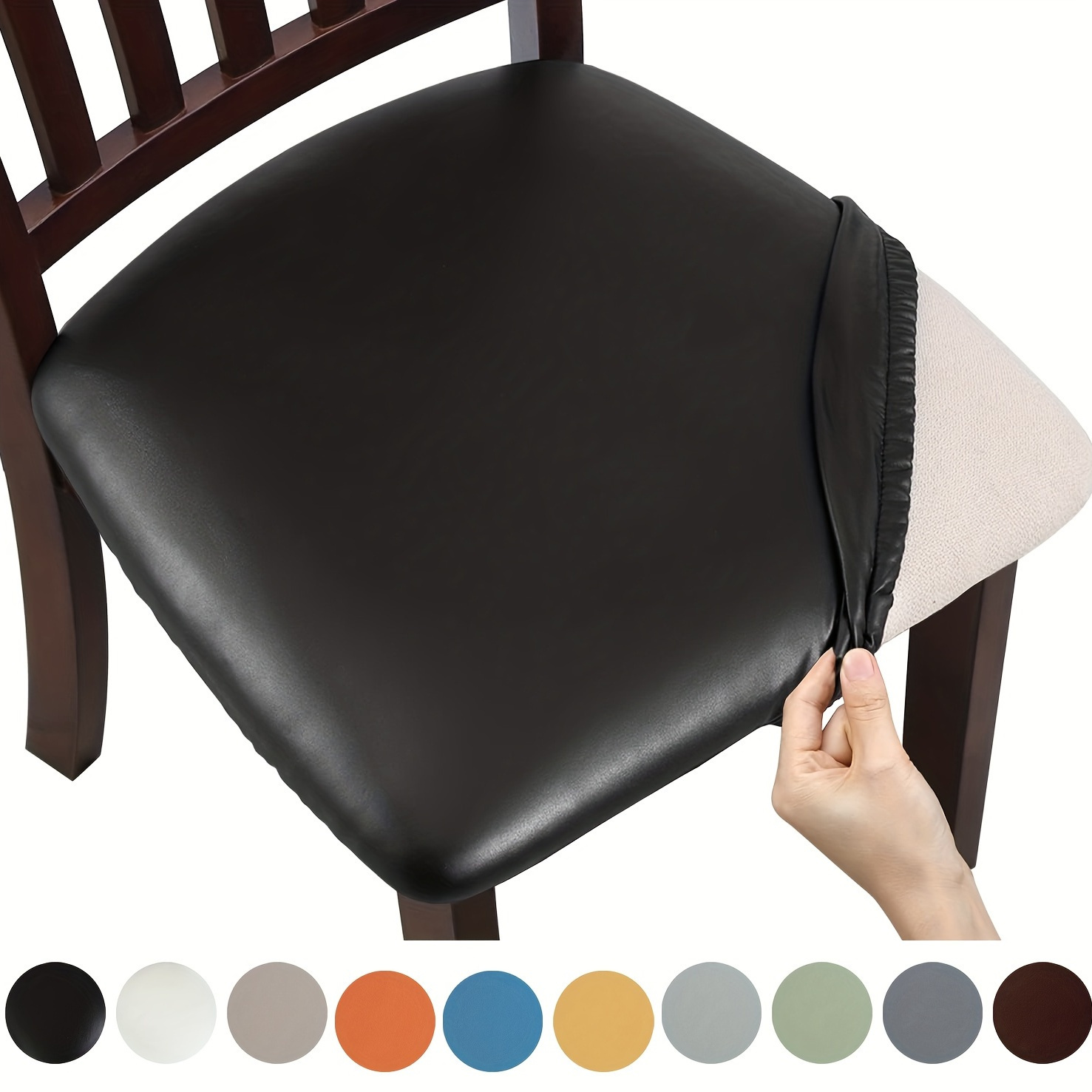 

4pcs\6pcs Waterproof Pu Leather Dining Chair Slipcovers Removable Chair Seat Cover Cushion Cover For Dining Room, Kitchen, Hotel, And Home Decor