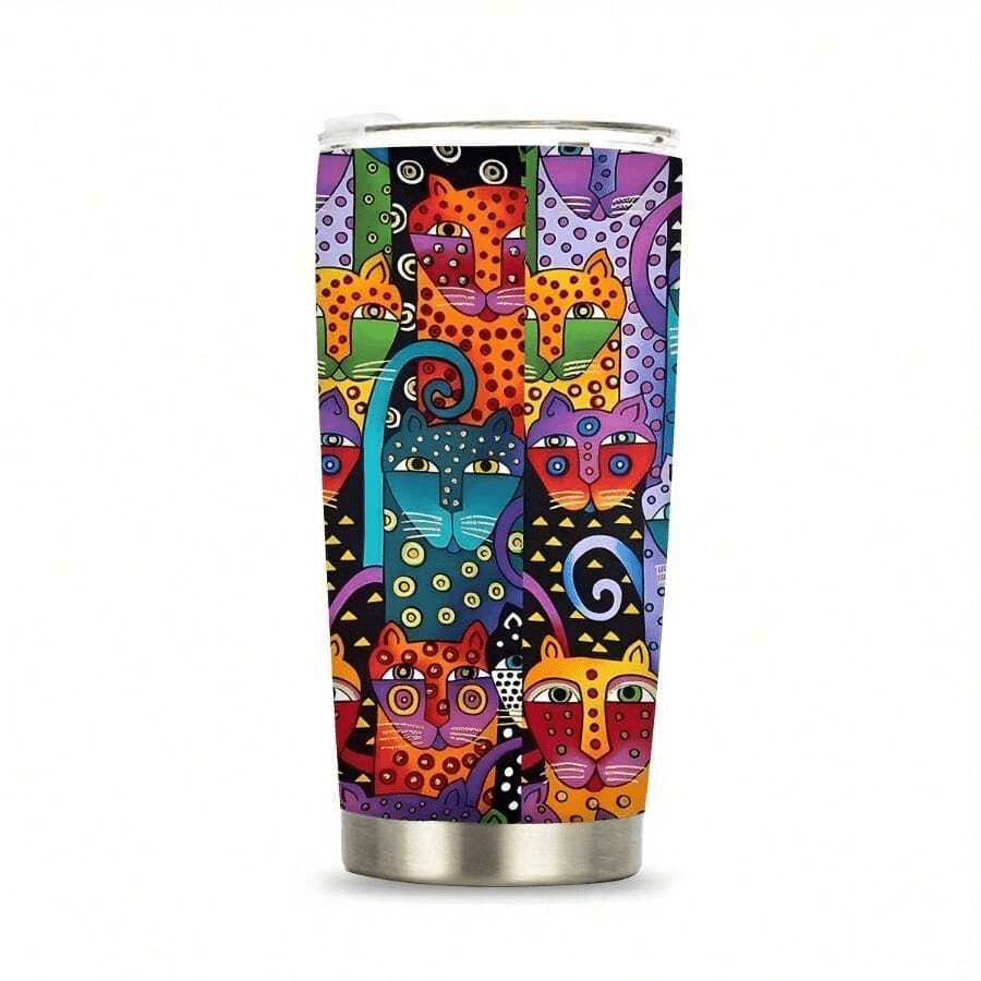 

Anytime 20oz Water Bottle - Stainless Steel Insulated Cold Hot Drinks Cup, Abstract Cartoon Art Color Print, Ideal Gift For Holidays