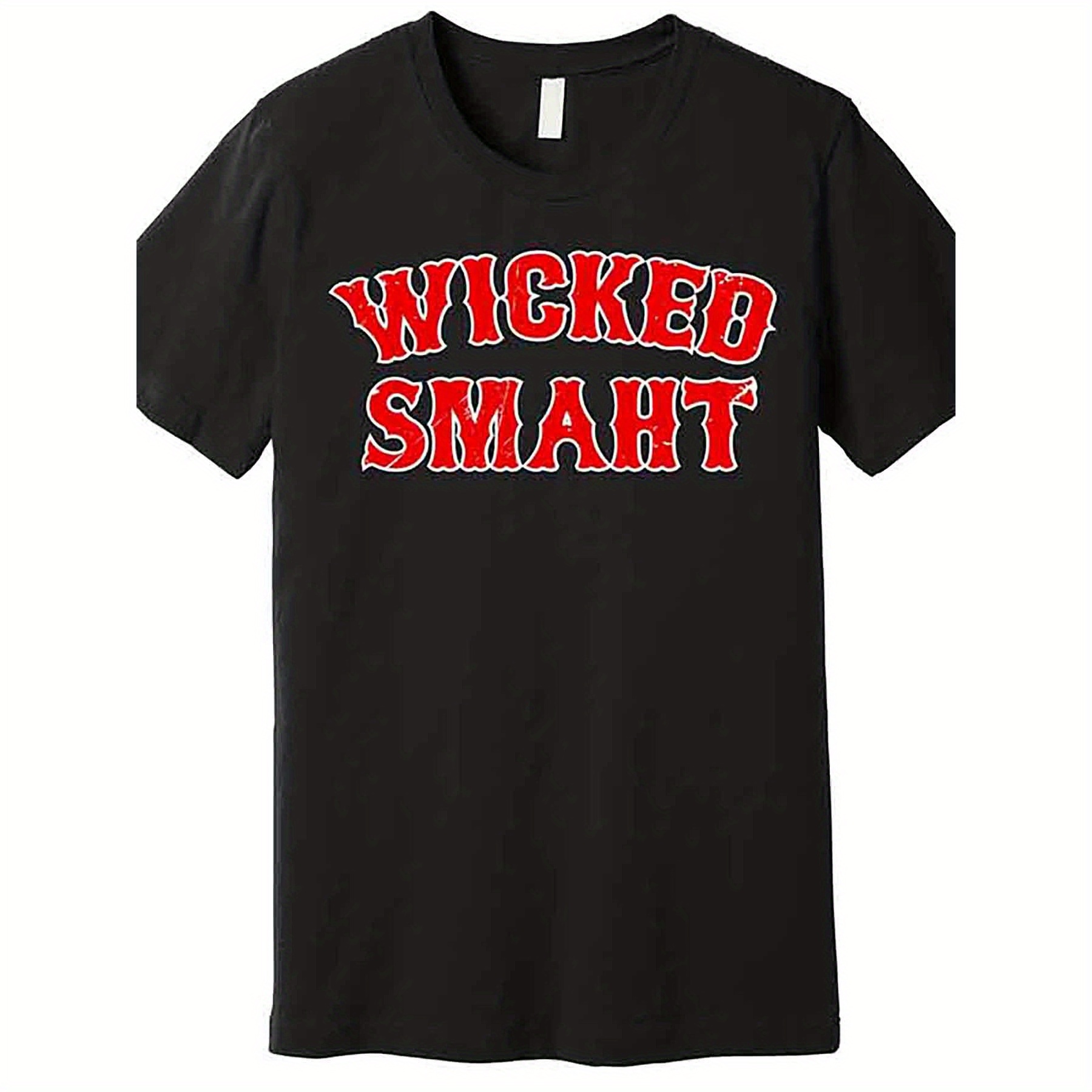 

Wicked Smart Boston Massachusetts Quality T-shirt 230115 Funny Men's Short Sleeve Pattern T-shirt Series Black Aa