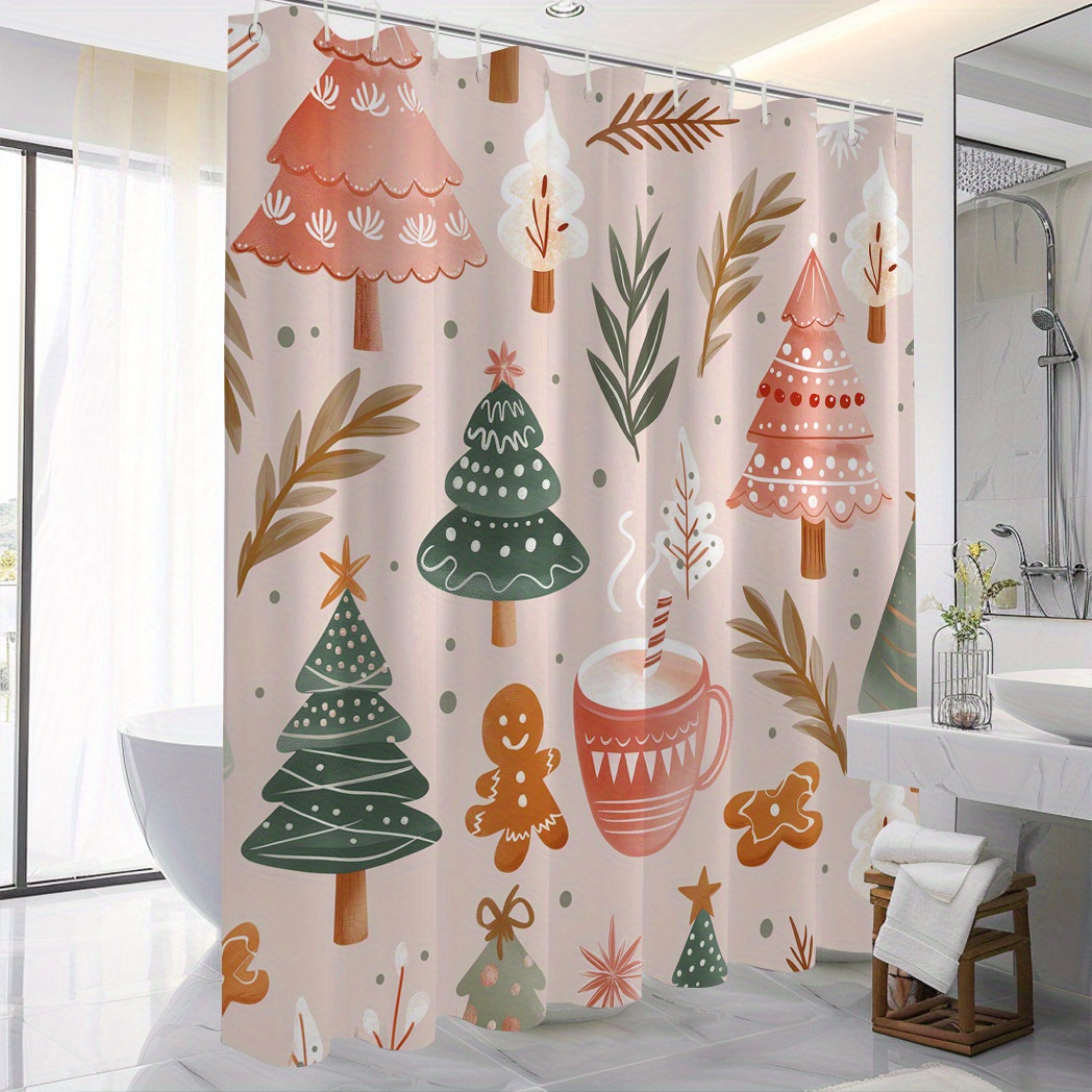 

Christmas Tree & For Man Shower Curtain - Polyester 12 , , Bathroom Decor, 71x71