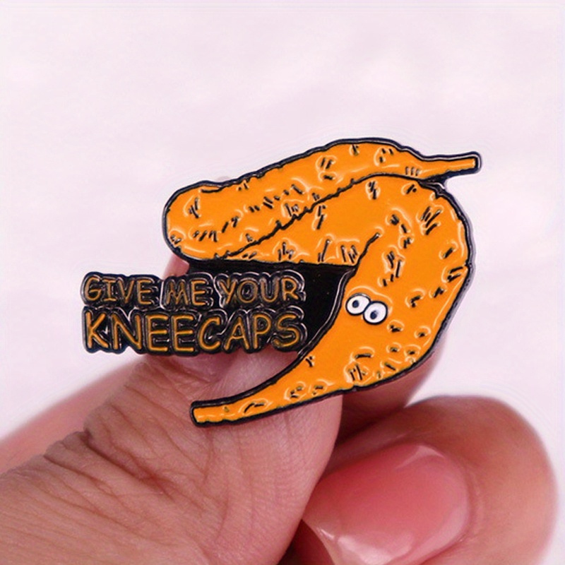 

Punk Style Enamel Pin - "give Me Your Kneecaps" Irregular Shape Brooch Lapel Badge Accessory