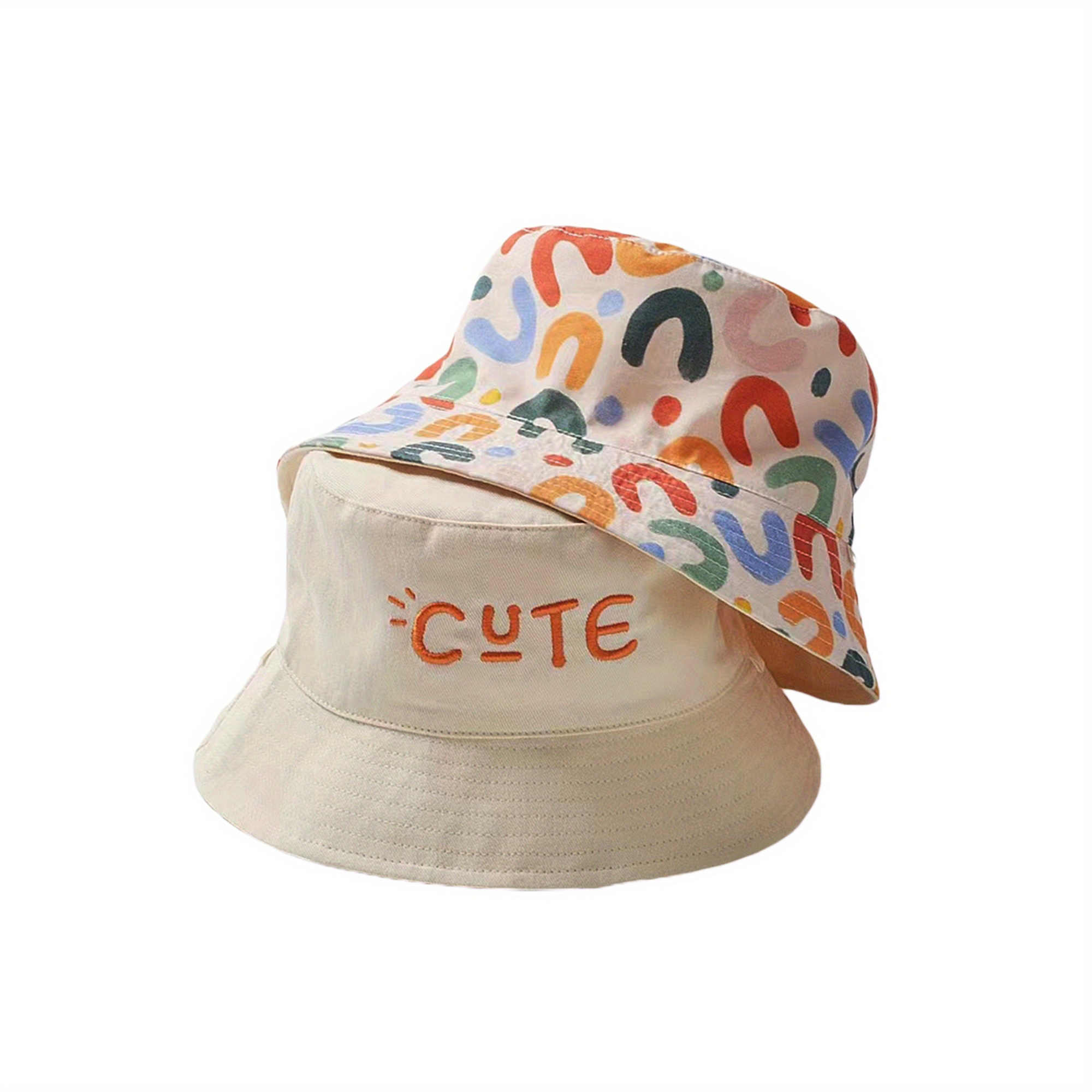 bucket hat double sided colorful embroidery - Temu display picture 3
