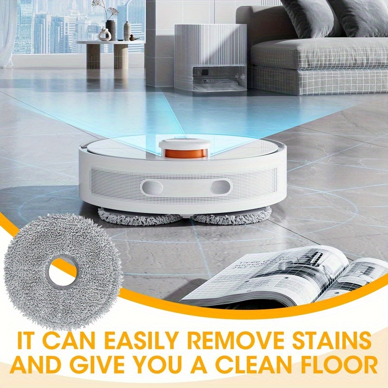 6 pack microfiber mop pads compatible with   l10 ultra l10  l10s l20 ultra xiaomi x10 robotic vacuum reusable high density fiber cleaning cloths vacuum floor attachment accessory details 1