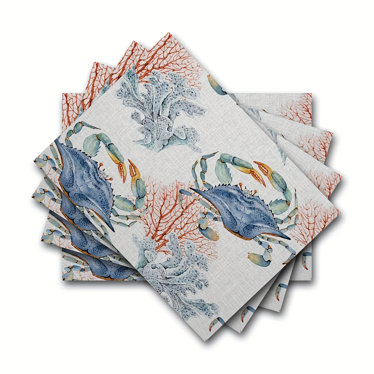 

4pcs & Coral Watercolor Placemat Set - Polyester, Rectangular Table Mats For Kitchen & Dining Room Decor