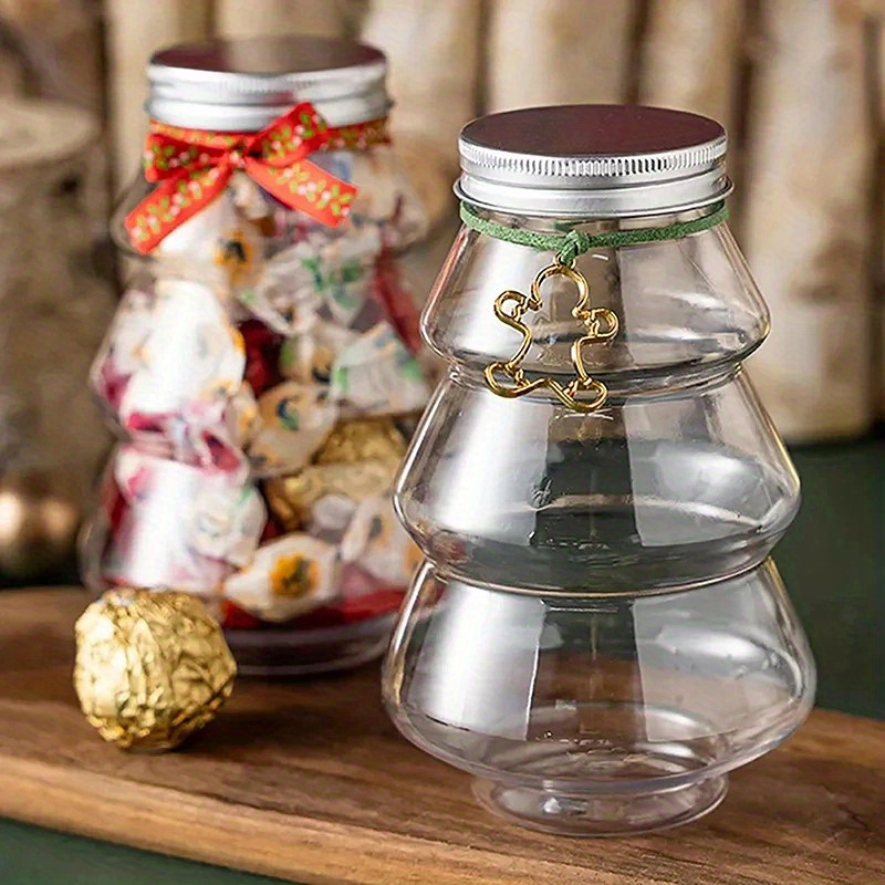 

10pcs Set 500ml Christmas Tree-shaped Jars For Candy, Biscuits, And Chocolate - Bpa-free, Shatterproof, Perfect For Holiday Gifts & Decorations