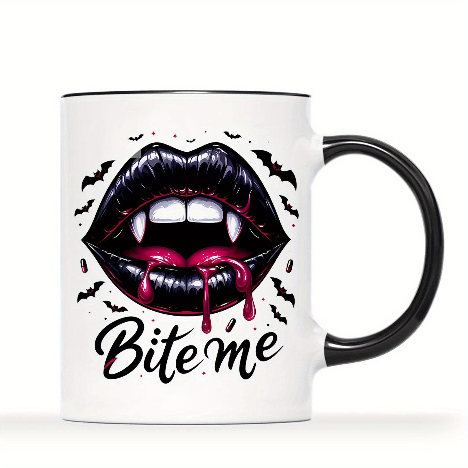 TEMU 1pc, 3a Grade, , Halloween, Funny Mug, Bat Mug, 11oz Ceramic Coffee Mug, Room Decoration, Novelty Gift, Drinking Mug, Christmas Gift