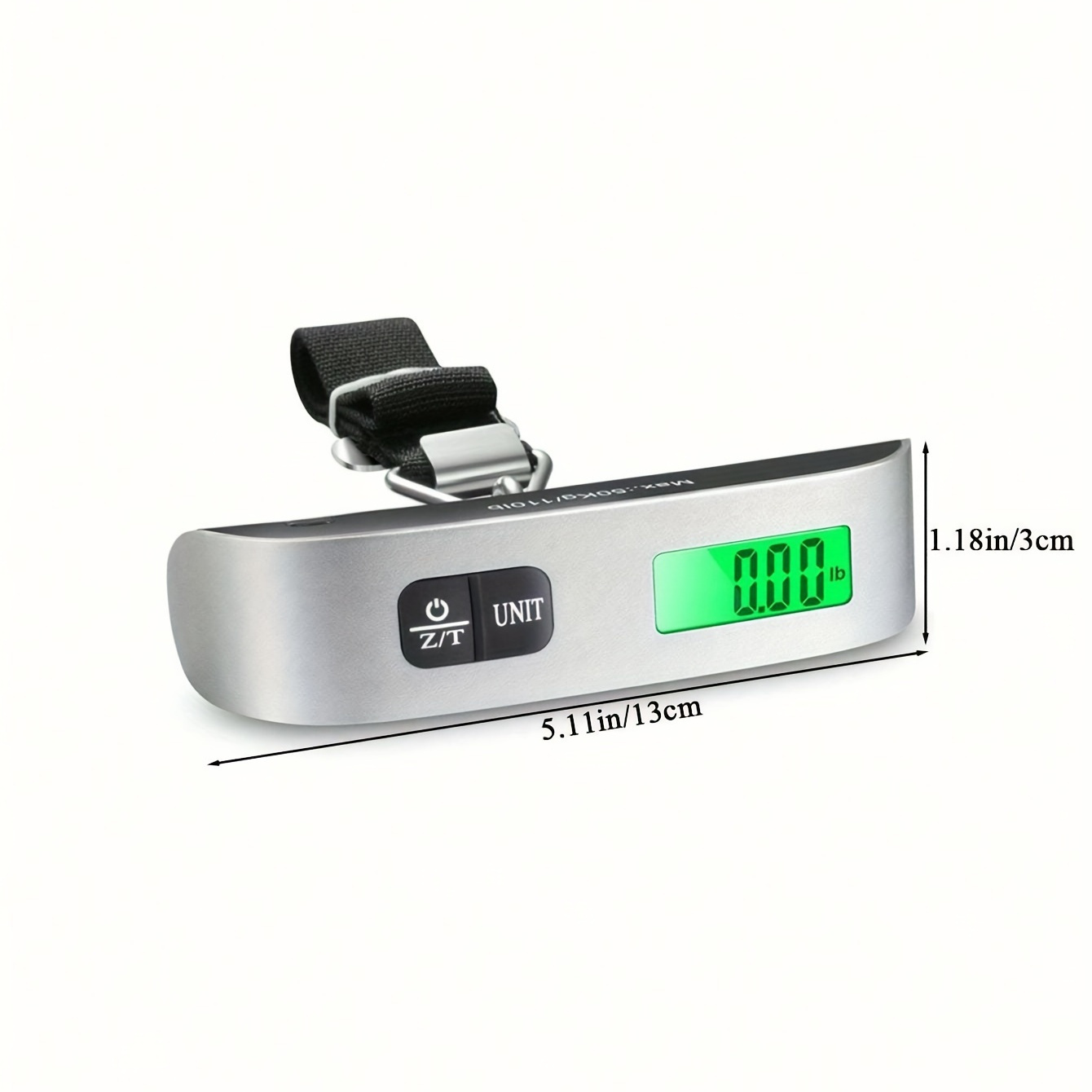 digital luggage scale 110lb   with backlight lcd metal handheld portable hanging baggage weight scale dry battery powered with 1pc button battery included   function not for food contact details 0