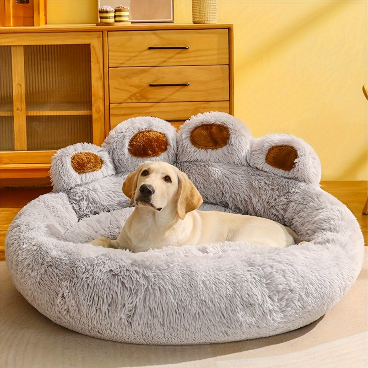 

1pc /70/90/110cm Long-haired Pet Bed, In