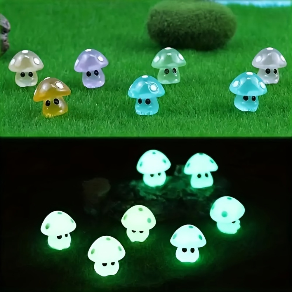 

100-piece Glow-in-the-dark Mini Mushrooms - Unique Resin Design For Home Decor, Garden Accents & Car Ornaments Mushroom Decor Mushroom Home Decor