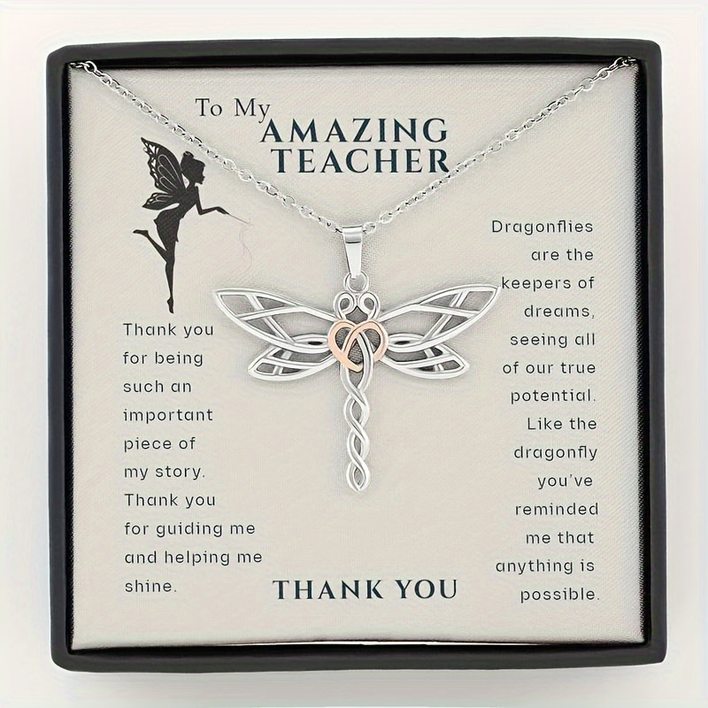 TEMU Teacher Necklace With Name & Date - Elegant Y2k Pendant Gift Suitable For Teacher Appreciation, End-of-year, Valentine' Day - Wear With Message Card &
