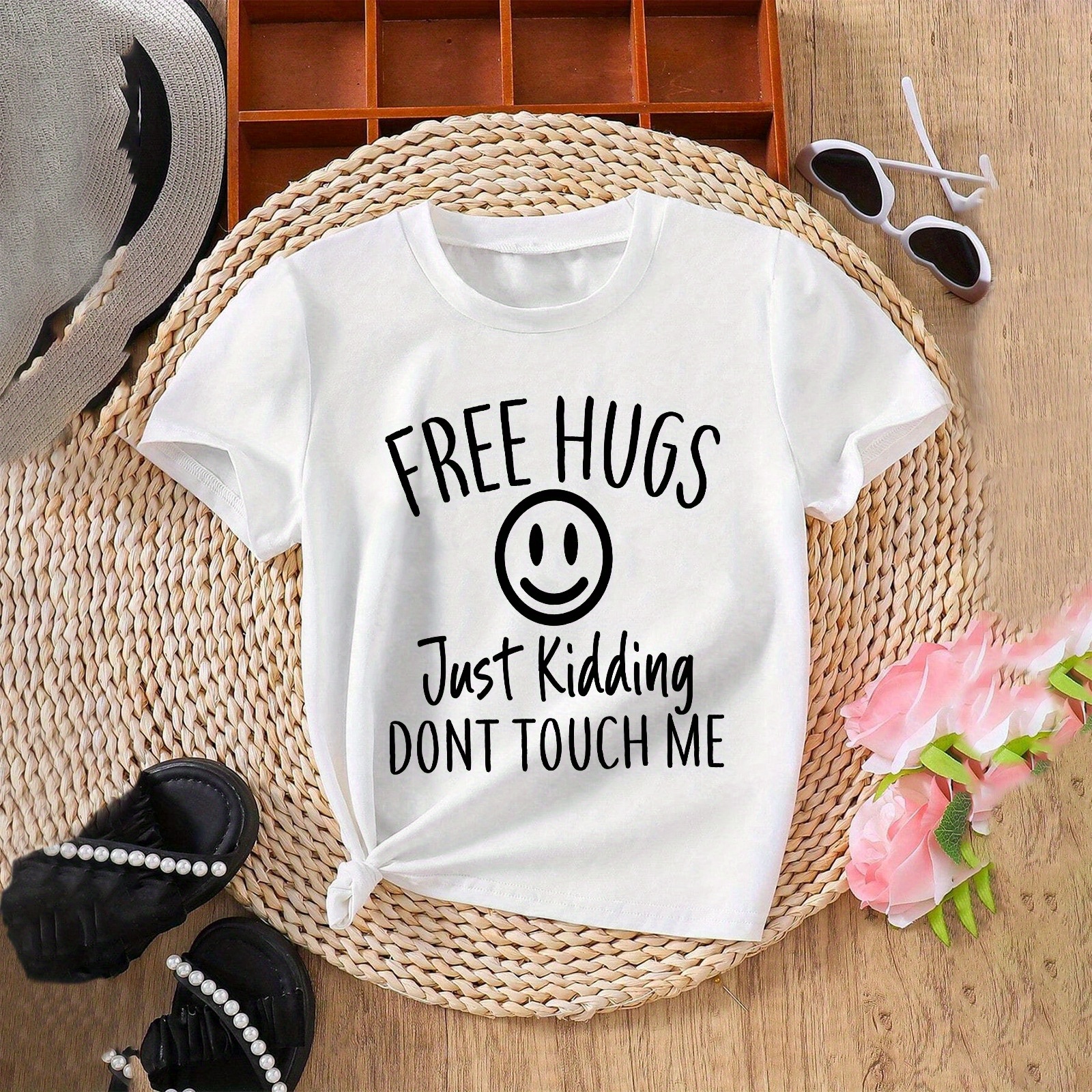 

1pc Girls Fun Creative - Daily Casual T-shirt, Soft And Comfortable, Soft Cotton, Slightly Stretchable, Suitable For Spring, Summer, And Autumn, Machine Washable