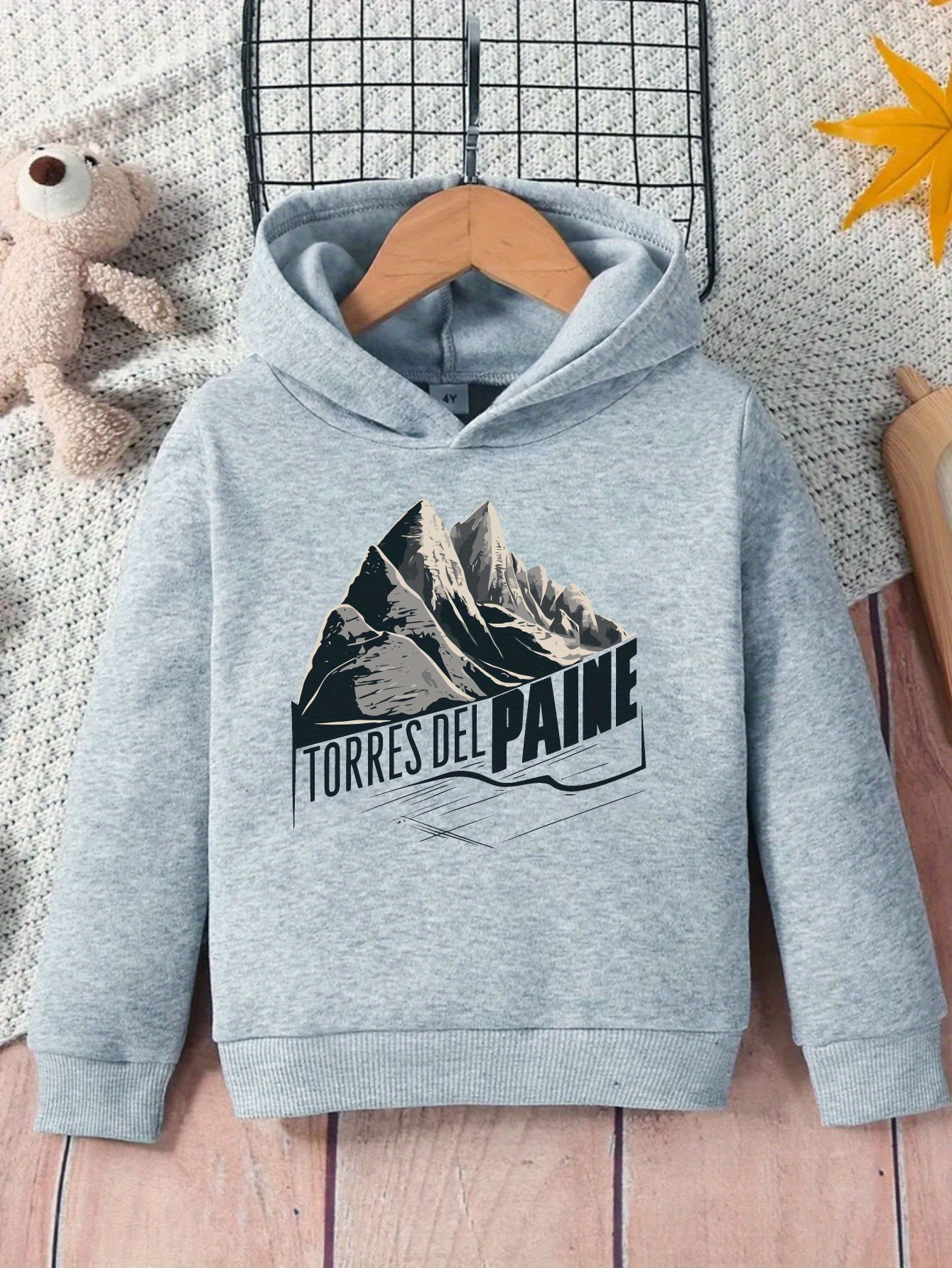 Sweat à Capuche del pour Garçons Pull à Manches Longues avec  Motif Montagne, Idéal pour les Sports d'Automne d'Hive