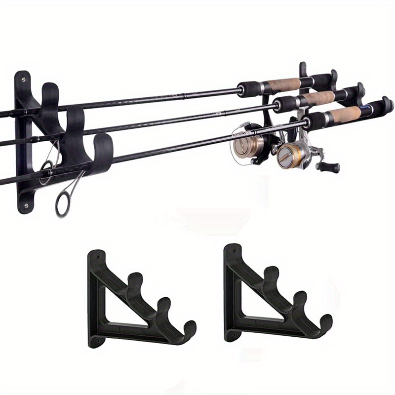 

Space-saving Wall-mounted Fishing Rod Rack With Hooks - Holds 3 Rods, Ideal For Hiking Poles, Ski Sticks & More - Abs Material, , Fishing Rod Holder