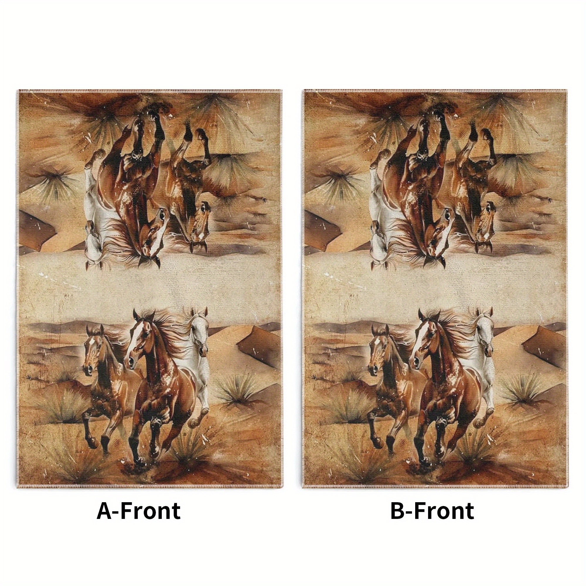 

2pcs Vintage Western Horse Kitchen Towels - 18x26in, Absorbent & Quick-dry Polyester, Reusable Dishcloths With Rustic Cowboy & Mustang Design For Home & Hotel Use