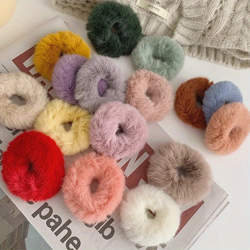 

13pcs/set Hair Accessories Women's Head Plush Headband Women's Mink Hair Rope Soft Girl Double Ponytail Headband Simple Hairy Headband