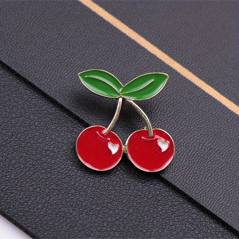 New Cartoon Cherry Brooch, Cute Anti-slip Collar Pin For Women's Blouses, Versatile Fruit Accessory Pin