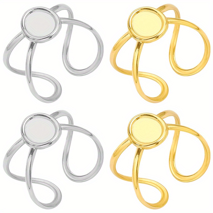 

2pcs Stainless Steel Fashion Rings - Unique Irregular Design For Making